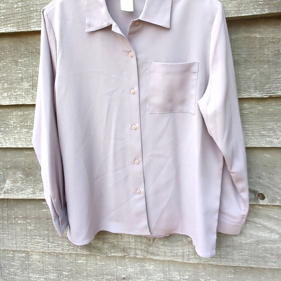 Courtenay Vintage 90s Lilac Button Down Collared Shirt Long Sleeve Blouse Pocket - Picture 8 of 8